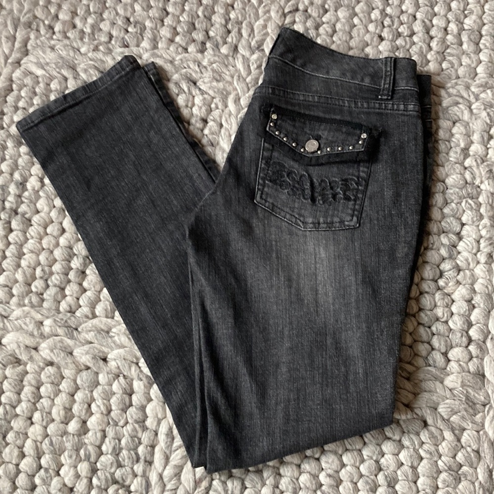 White House Black Market slim leg black wash jeans